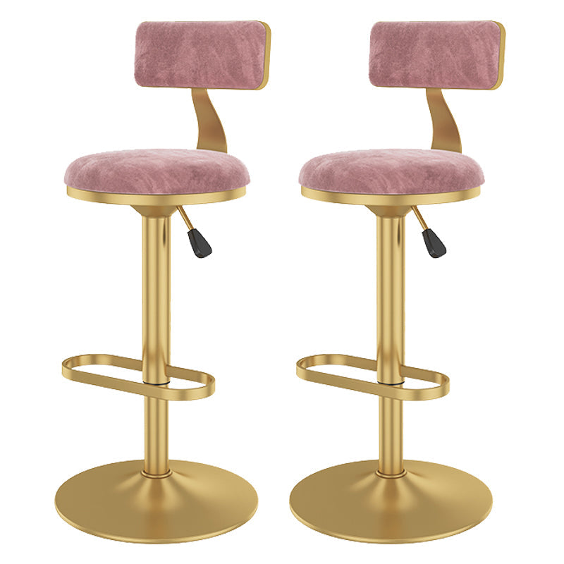 Glam Rotatable Backrest Counter Stool Steel Kitchen Bar Stool with Cushion and Pedal Pink 2 Piece Set Counter Stool(26"H) Clearhalo 'Bar Furniture' 'Bar Stools' 'bar_stools' 'furn' 'furn_bar_stools' 'Furniture' 'furniture_bar_stools' 'Kitchen & Dining Furniture' 5061638