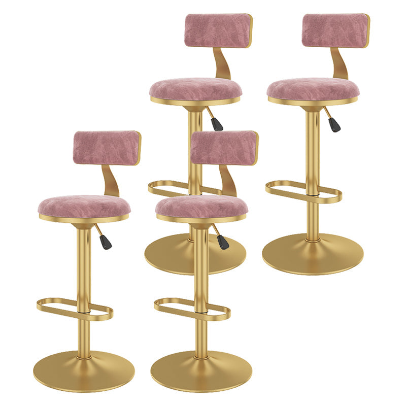 Glam Rotatable Backrest Counter Stool Steel Kitchen Bar Stool with Cushion and Pedal Pink 4 Piece Set Counter Stool(26"H) Clearhalo 'Bar Furniture' 'Bar Stools' 'bar_stools' 'furn' 'furn_bar_stools' 'Furniture' 'furniture_bar_stools' 'Kitchen & Dining Furniture' 5061639