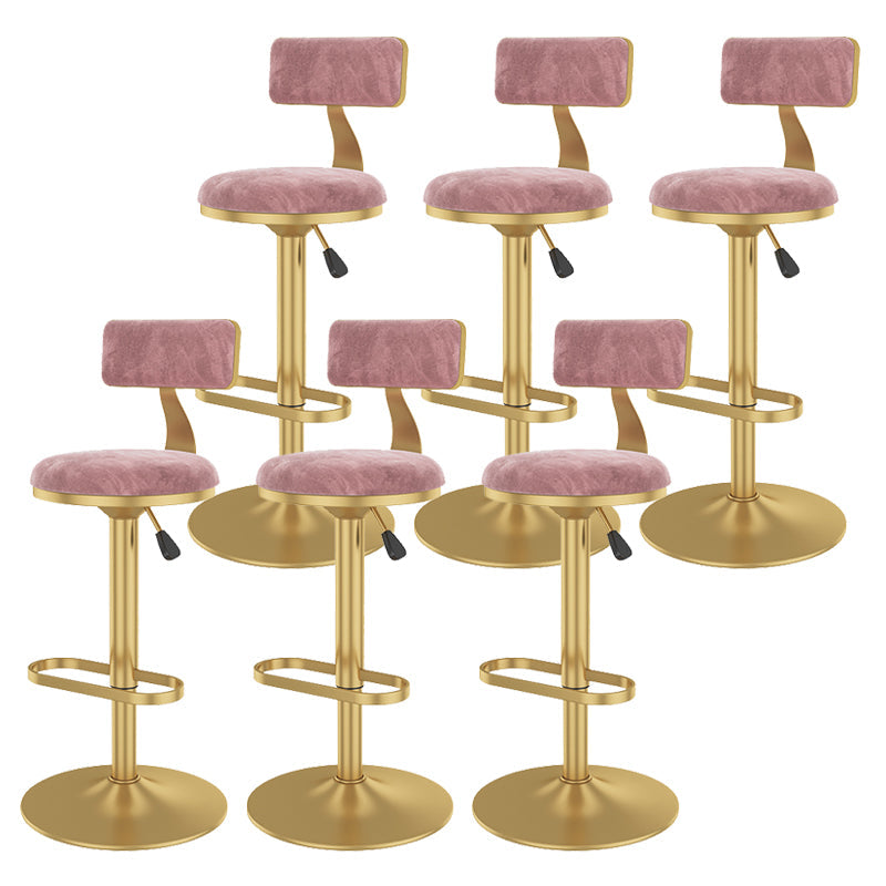 Glam Rotatable Backrest Counter Stool Steel Kitchen Bar Stool with Cushion and Pedal Pink 6 Piece Set Counter Stool(26"H) Clearhalo 'Bar Furniture' 'Bar Stools' 'bar_stools' 'furn' 'furn_bar_stools' 'Furniture' 'furniture_bar_stools' 'Kitchen & Dining Furniture' 5061640