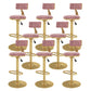 Glam Rotatable Backrest Counter Stool Steel Kitchen Bar Stool with Cushion and Pedal Pink 8 Piece Set Counter Stool(26"H) Clearhalo 'Bar Furniture' 'Bar Stools' 'bar_stools' 'furn' 'furn_bar_stools' 'Furniture' 'furniture_bar_stools' 'Kitchen & Dining Furniture' 5061641