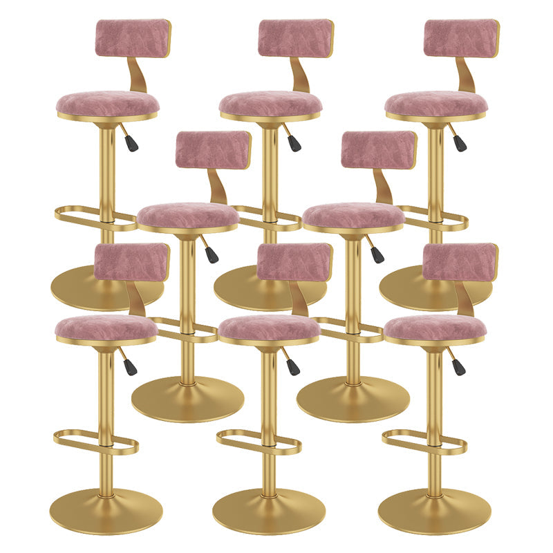 Glam Rotatable Backrest Counter Stool Steel Kitchen Bar Stool with Cushion and Pedal Pink 8 Piece Set Counter Stool(26"H) Clearhalo 'Bar Furniture' 'Bar Stools' 'bar_stools' 'furn' 'furn_bar_stools' 'Furniture' 'furniture_bar_stools' 'Kitchen & Dining Furniture' 5061641