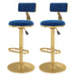 Glam Rotatable Backrest Counter Stool Steel Kitchen Bar Stool with Cushion and Pedal Blue 2 Piece Set Counter Stool(26"H) Clearhalo 'Bar Furniture' 'Bar Stools' 'bar_stools' 'furn' 'furn_bar_stools' 'Furniture' 'furniture_bar_stools' 'Kitchen & Dining Furniture' 5061642