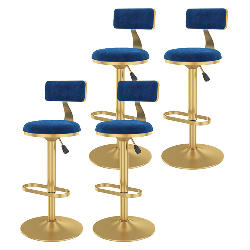 Glam Rotatable Backrest Counter Stool Steel Kitchen Bar Stool with Cushion and Pedal Blue 4 Piece Set Counter Stool(26"H) Clearhalo 'Bar Furniture' 'Bar Stools' 'bar_stools' 'furn' 'furn_bar_stools' 'Furniture' 'furniture_bar_stools' 'Kitchen & Dining Furniture' 5061643