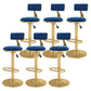 Glam Rotatable Backrest Counter Stool Steel Kitchen Bar Stool with Cushion and Pedal Blue 6 Piece Set Counter Stool(26"H) Clearhalo 'Bar Furniture' 'Bar Stools' 'bar_stools' 'furn' 'furn_bar_stools' 'Furniture' 'furniture_bar_stools' 'Kitchen & Dining Furniture' 5061644