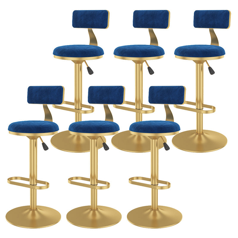 Glam Rotatable Backrest Counter Stool Steel Kitchen Bar Stool with Cushion and Pedal Blue 6 Piece Set Counter Stool(26"H) Clearhalo 'Bar Furniture' 'Bar Stools' 'bar_stools' 'furn' 'furn_bar_stools' 'Furniture' 'furniture_bar_stools' 'Kitchen & Dining Furniture' 5061644