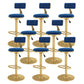 Glam Rotatable Backrest Counter Stool Steel Kitchen Bar Stool with Cushion and Pedal Blue 8 Piece Set Counter Stool(26"H) Clearhalo 'Bar Furniture' 'Bar Stools' 'bar_stools' 'furn' 'furn_bar_stools' 'Furniture' 'furniture_bar_stools' 'Kitchen & Dining Furniture' 5061645