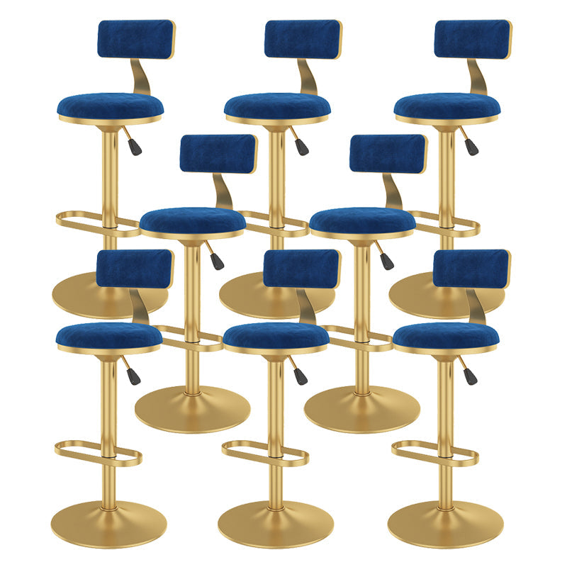 Glam Rotatable Backrest Counter Stool Steel Kitchen Bar Stool with Cushion and Pedal Blue 8 Piece Set Counter Stool(26"H) Clearhalo 'Bar Furniture' 'Bar Stools' 'bar_stools' 'furn' 'furn_bar_stools' 'Furniture' 'furniture_bar_stools' 'Kitchen & Dining Furniture' 5061645
