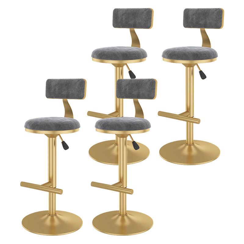 Glam Rotatable Backrest Counter Stool Steel Kitchen Bar Stool with Cushion and Pedal Silver Gray 4 Piece Set Counter Stool(26"H) Clearhalo 'Bar Furniture' 'Bar Stools' 'bar_stools' 'furn' 'furn_bar_stools' 'Furniture' 'furniture_bar_stools' 'Kitchen & Dining Furniture' 5061647
