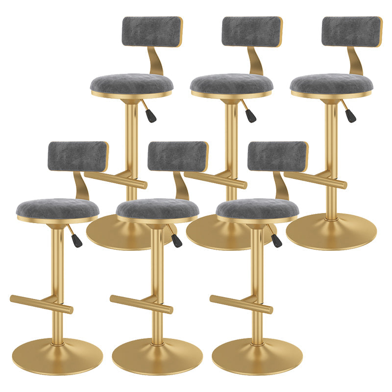 Glam Rotatable Backrest Counter Stool Steel Kitchen Bar Stool with Cushion and Pedal Silver Gray 6 Piece Set Counter Stool(26"H) Clearhalo 'Bar Furniture' 'Bar Stools' 'bar_stools' 'furn' 'furn_bar_stools' 'Furniture' 'furniture_bar_stools' 'Kitchen & Dining Furniture' 5061648
