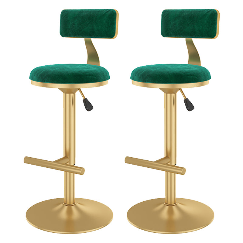 Glam Rotatable Backrest Counter Stool Steel Kitchen Bar Stool with Cushion and Pedal Fluorescent Green 2 Piece Set Counter Stool(26"H) Clearhalo 'Bar Furniture' 'Bar Stools' 'bar_stools' 'furn' 'furn_bar_stools' 'Furniture' 'furniture_bar_stools' 'Kitchen & Dining Furniture' 5061650