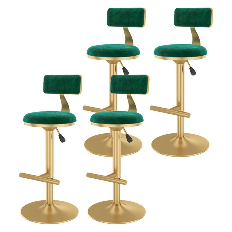 Glam Rotatable Backrest Counter Stool Steel Kitchen Bar Stool with Cushion and Pedal Fluorescent Green 4 Piece Set Counter Stool(26"H) Clearhalo 'Bar Furniture' 'Bar Stools' 'bar_stools' 'furn' 'furn_bar_stools' 'Furniture' 'furniture_bar_stools' 'Kitchen & Dining Furniture' 5061651