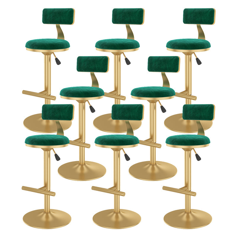 Glam Rotatable Backrest Counter Stool Steel Kitchen Bar Stool with Cushion and Pedal Fluorescent Green 8 Piece Set Counter Stool(26"H) Clearhalo 'Bar Furniture' 'Bar Stools' 'bar_stools' 'furn' 'furn_bar_stools' 'Furniture' 'furniture_bar_stools' 'Kitchen & Dining Furniture' 5061653