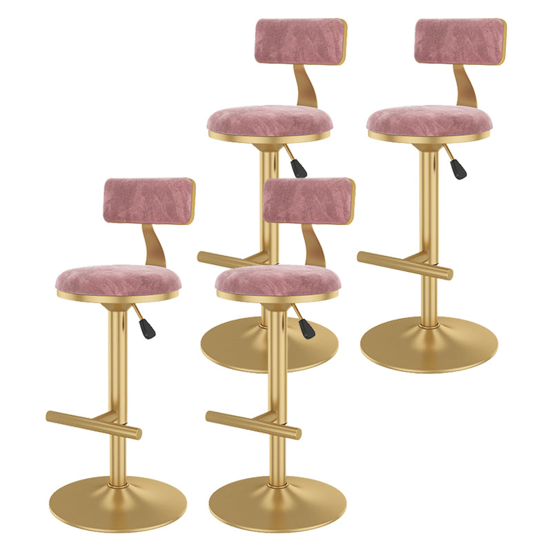 Glam Rotatable Backrest Counter Stool Steel Kitchen Bar Stool with Cushion and Pedal Nude Pink 4 Piece Set Counter Stool(26"H) Clearhalo 'Bar Furniture' 'Bar Stools' 'bar_stools' 'furn' 'furn_bar_stools' 'Furniture' 'furniture_bar_stools' 'Kitchen & Dining Furniture' 5061655