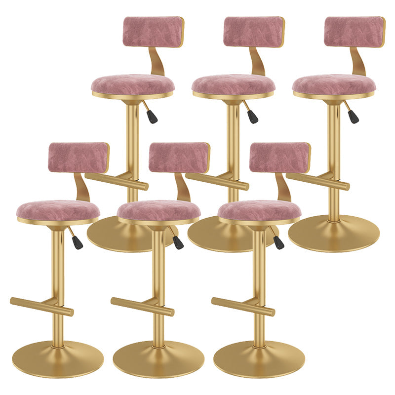 Glam Rotatable Backrest Counter Stool Steel Kitchen Bar Stool with Cushion and Pedal Nude Pink 6 Piece Set Counter Stool(26"H) Clearhalo 'Bar Furniture' 'Bar Stools' 'bar_stools' 'furn' 'furn_bar_stools' 'Furniture' 'furniture_bar_stools' 'Kitchen & Dining Furniture' 5061656