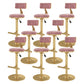Glam Rotatable Backrest Counter Stool Steel Kitchen Bar Stool with Cushion and Pedal Nude Pink 8 Piece Set Counter Stool(26"H) Clearhalo 'Bar Furniture' 'Bar Stools' 'bar_stools' 'furn' 'furn_bar_stools' 'Furniture' 'furniture_bar_stools' 'Kitchen & Dining Furniture' 5061657