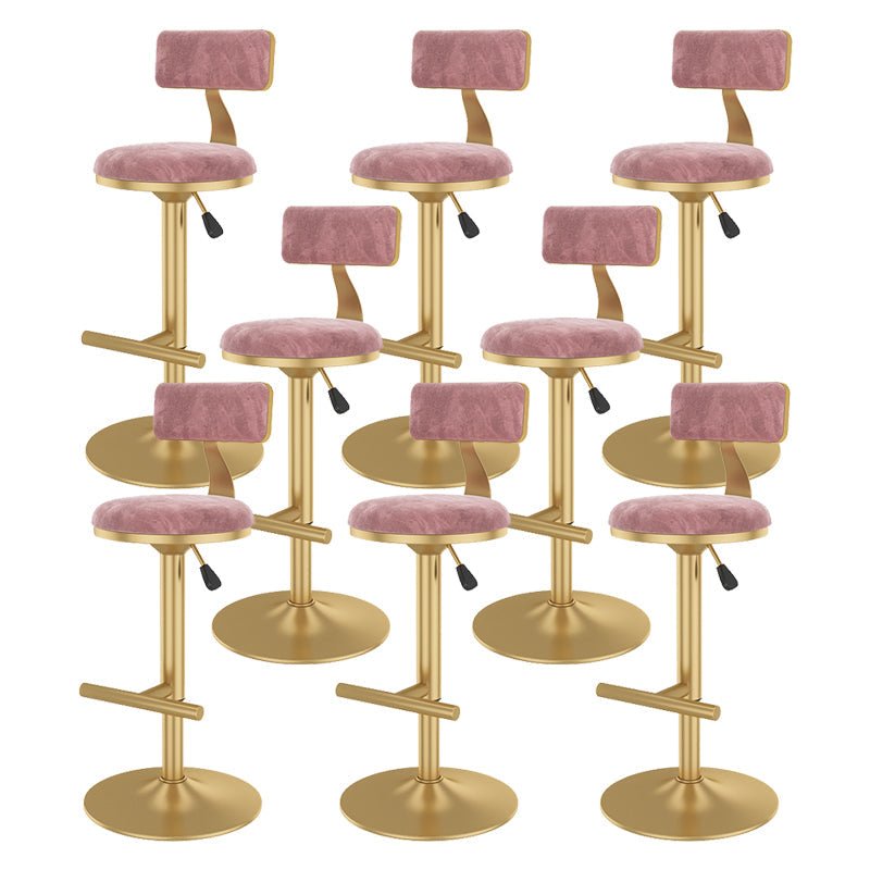 Glam Rotatable Backrest Counter Stool Steel Kitchen Bar Stool with Cushion and Pedal Nude Pink 8 Piece Set Counter Stool(26"H) Clearhalo 'Bar Furniture' 'Bar Stools' 'bar_stools' 'furn' 'furn_bar_stools' 'Furniture' 'furniture_bar_stools' 'Kitchen & Dining Furniture' 5061657