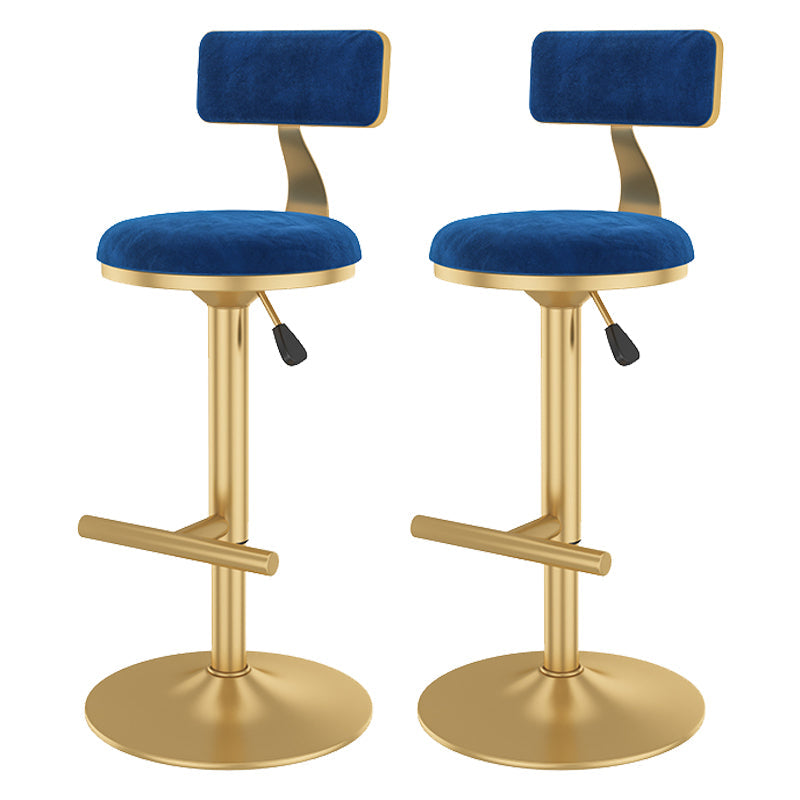 Glam Rotatable Backrest Counter Stool Steel Kitchen Bar Stool with Cushion and Pedal Dark Blue 2 Piece Set Counter Stool(26"H) Clearhalo 'Bar Furniture' 'Bar Stools' 'bar_stools' 'furn' 'furn_bar_stools' 'Furniture' 'furniture_bar_stools' 'Kitchen & Dining Furniture' 5061658