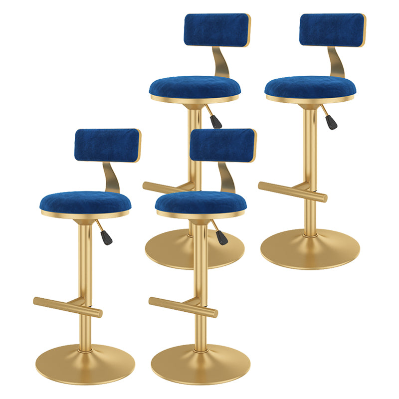 Glam Rotatable Backrest Counter Stool Steel Kitchen Bar Stool with Cushion and Pedal Dark Blue 4 Piece Set Counter Stool(26"H) Clearhalo 'Bar Furniture' 'Bar Stools' 'bar_stools' 'furn' 'furn_bar_stools' 'Furniture' 'furniture_bar_stools' 'Kitchen & Dining Furniture' 5061659