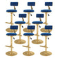 Glam Rotatable Backrest Counter Stool Steel Kitchen Bar Stool with Cushion and Pedal Dark Blue 8 Piece Set Counter Stool(26"H) Clearhalo 'Bar Furniture' 'Bar Stools' 'bar_stools' 'furn' 'furn_bar_stools' 'Furniture' 'furniture_bar_stools' 'Kitchen & Dining Furniture' 5061661