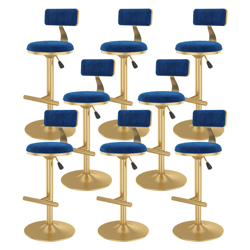 Glam Rotatable Backrest Counter Stool Steel Kitchen Bar Stool with Cushion and Pedal Dark Blue 8 Piece Set Counter Stool(26"H) Clearhalo 'Bar Furniture' 'Bar Stools' 'bar_stools' 'furn' 'furn_bar_stools' 'Furniture' 'furniture_bar_stools' 'Kitchen & Dining Furniture' 5061661