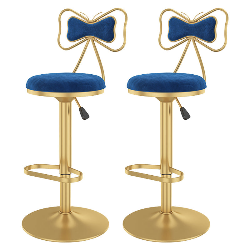 Glam Rotatable Backrest Counter Stool Steel Kitchen Bar Stool with Cushion and Pedal Light Blue 2 Piece Set Counter Stool(26"H) Clearhalo 'Bar Furniture' 'Bar Stools' 'bar_stools' 'furn' 'furn_bar_stools' 'Furniture' 'furniture_bar_stools' 'Kitchen & Dining Furniture' 5061662