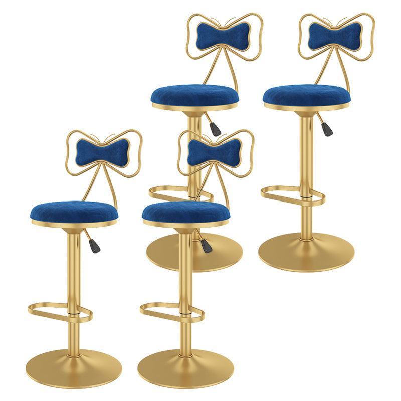 Glam Rotatable Backrest Counter Stool Steel Kitchen Bar Stool with Cushion and Pedal Light Blue 4 Piece Set Counter Stool(26"H) Clearhalo 'Bar Furniture' 'Bar Stools' 'bar_stools' 'furn' 'furn_bar_stools' 'Furniture' 'furniture_bar_stools' 'Kitchen & Dining Furniture' 5061663