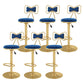 Glam Rotatable Backrest Counter Stool Steel Kitchen Bar Stool with Cushion and Pedal Light Blue 6 Piece Set Counter Stool(26"H) Clearhalo 'Bar Furniture' 'Bar Stools' 'bar_stools' 'furn' 'furn_bar_stools' 'Furniture' 'furniture_bar_stools' 'Kitchen & Dining Furniture' 5061664