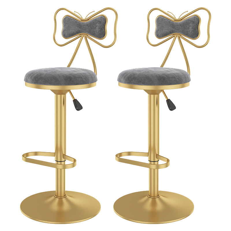 Glam Rotatable Backrest Counter Stool Steel Kitchen Bar Stool with Cushion and Pedal Light Gray 2 Piece Set Counter Stool(26"H) Clearhalo 'Bar Furniture' 'Bar Stools' 'bar_stools' 'furn' 'furn_bar_stools' 'Furniture' 'furniture_bar_stools' 'Kitchen & Dining Furniture' 5061666