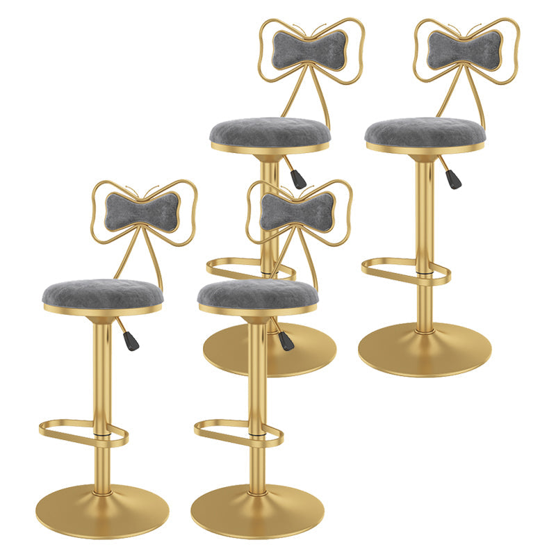 Glam Rotatable Backrest Counter Stool Steel Kitchen Bar Stool with Cushion and Pedal Light Gray 4 Piece Set Counter Stool(26"H) Clearhalo 'Bar Furniture' 'Bar Stools' 'bar_stools' 'furn' 'furn_bar_stools' 'Furniture' 'furniture_bar_stools' 'Kitchen & Dining Furniture' 5061667