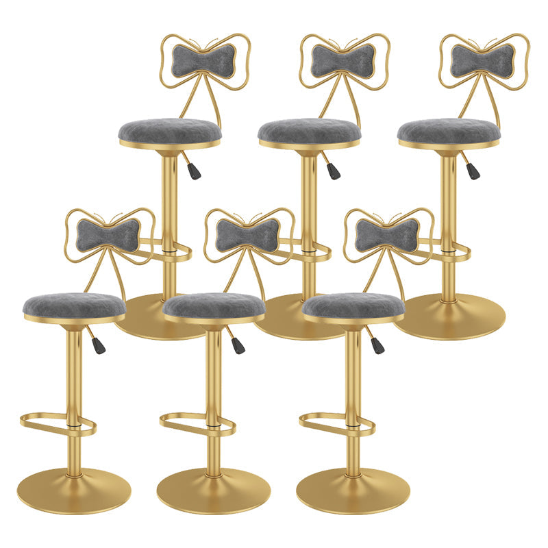 Glam Rotatable Backrest Counter Stool Steel Kitchen Bar Stool with Cushion and Pedal Light Gray 6 Piece Set Counter Stool(26"H) Clearhalo 'Bar Furniture' 'Bar Stools' 'bar_stools' 'furn' 'furn_bar_stools' 'Furniture' 'furniture_bar_stools' 'Kitchen & Dining Furniture' 5061668