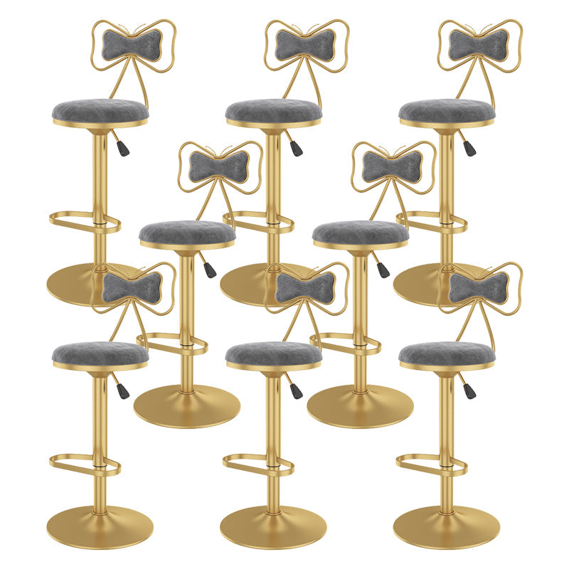 Glam Rotatable Backrest Counter Stool Steel Kitchen Bar Stool with Cushion and Pedal Light Gray 8 Piece Set Counter Stool(26"H) Clearhalo 'Bar Furniture' 'Bar Stools' 'bar_stools' 'furn' 'furn_bar_stools' 'Furniture' 'furniture_bar_stools' 'Kitchen & Dining Furniture' 5061669