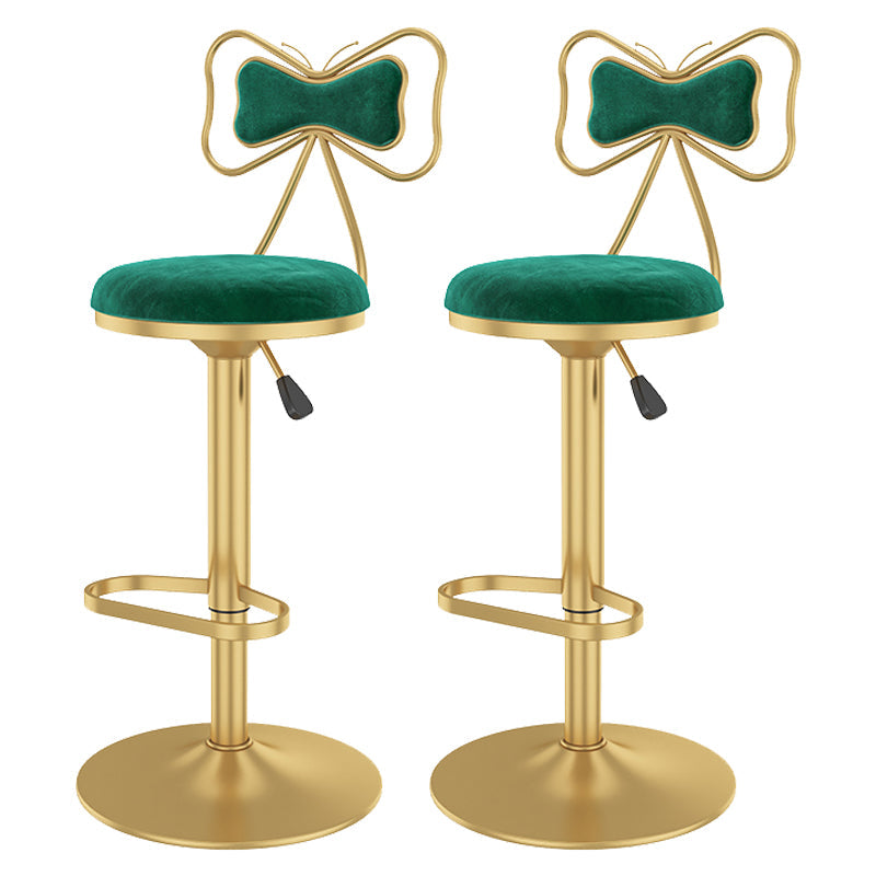 Glam Rotatable Backrest Counter Stool Steel Kitchen Bar Stool with Cushion and Pedal Light Green 2 Piece Set Counter Stool(26"H) Clearhalo 'Bar Furniture' 'Bar Stools' 'bar_stools' 'furn' 'furn_bar_stools' 'Furniture' 'furniture_bar_stools' 'Kitchen & Dining Furniture' 5061670