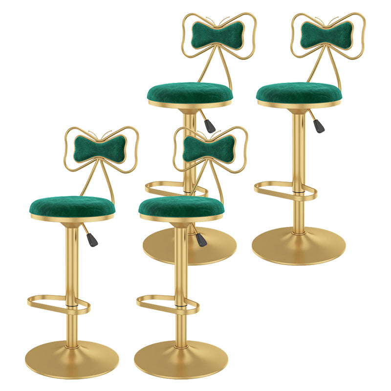 Glam Rotatable Backrest Counter Stool Steel Kitchen Bar Stool with Cushion and Pedal Light Green 4 Piece Set Counter Stool(26"H) Clearhalo 'Bar Furniture' 'Bar Stools' 'bar_stools' 'furn' 'furn_bar_stools' 'Furniture' 'furniture_bar_stools' 'Kitchen & Dining Furniture' 5061671