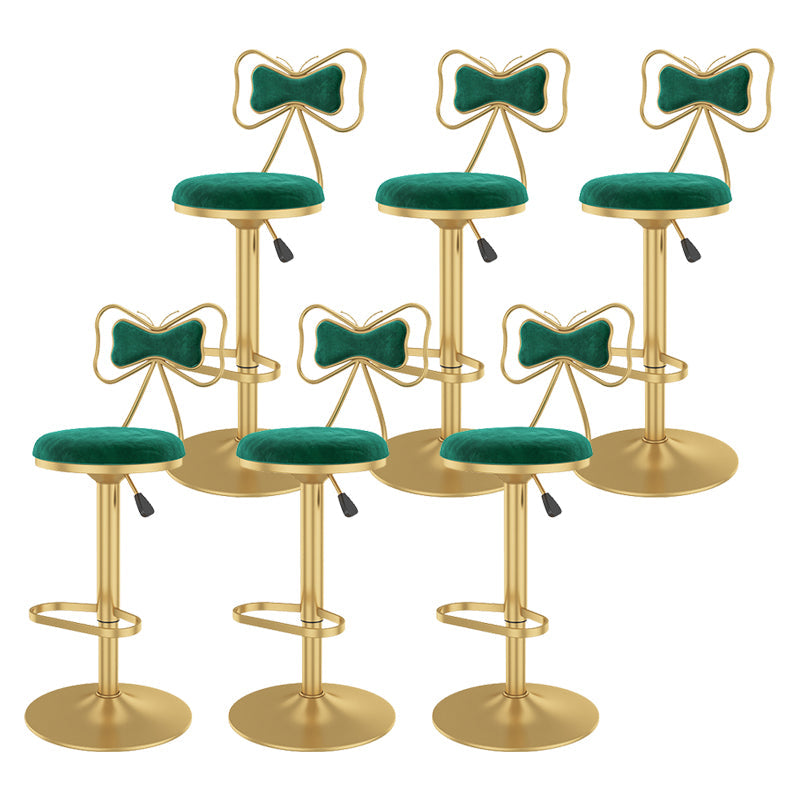 Glam Rotatable Backrest Counter Stool Steel Kitchen Bar Stool with Cushion and Pedal Light Green 6 Piece Set Counter Stool(26"H) Clearhalo 'Bar Furniture' 'Bar Stools' 'bar_stools' 'furn' 'furn_bar_stools' 'Furniture' 'furniture_bar_stools' 'Kitchen & Dining Furniture' 5061672