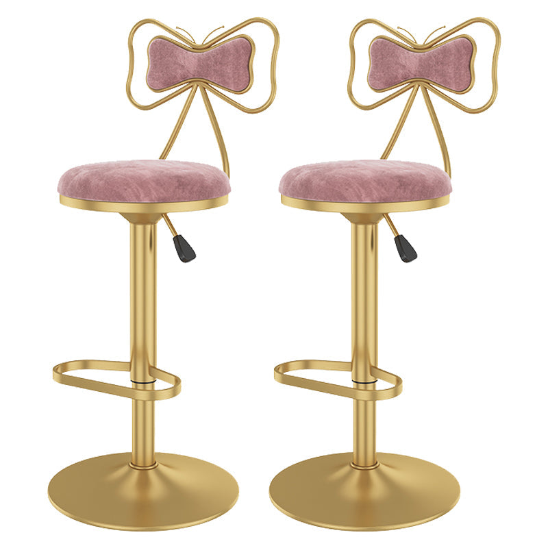 Glam Rotatable Backrest Counter Stool Steel Kitchen Bar Stool with Cushion and Pedal Light Pink 2 Piece Set Counter Stool(26"H) Clearhalo 'Bar Furniture' 'Bar Stools' 'bar_stools' 'furn' 'furn_bar_stools' 'Furniture' 'furniture_bar_stools' 'Kitchen & Dining Furniture' 5061674