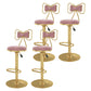 Glam Rotatable Backrest Counter Stool Steel Kitchen Bar Stool with Cushion and Pedal Light Pink 4 Piece Set Counter Stool(26"H) Clearhalo 'Bar Furniture' 'Bar Stools' 'bar_stools' 'furn' 'furn_bar_stools' 'Furniture' 'furniture_bar_stools' 'Kitchen & Dining Furniture' 5061675