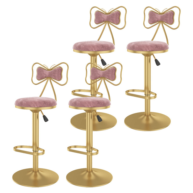 Glam Rotatable Backrest Counter Stool Steel Kitchen Bar Stool with Cushion and Pedal Light Pink 4 Piece Set Counter Stool(26"H) Clearhalo 'Bar Furniture' 'Bar Stools' 'bar_stools' 'furn' 'furn_bar_stools' 'Furniture' 'furniture_bar_stools' 'Kitchen & Dining Furniture' 5061675