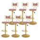 Glam Rotatable Backrest Counter Stool Steel Kitchen Bar Stool with Cushion and Pedal Light Pink 6 Piece Set Counter Stool(26"H) Clearhalo 'Bar Furniture' 'Bar Stools' 'bar_stools' 'furn' 'furn_bar_stools' 'Furniture' 'furniture_bar_stools' 'Kitchen & Dining Furniture' 5061676