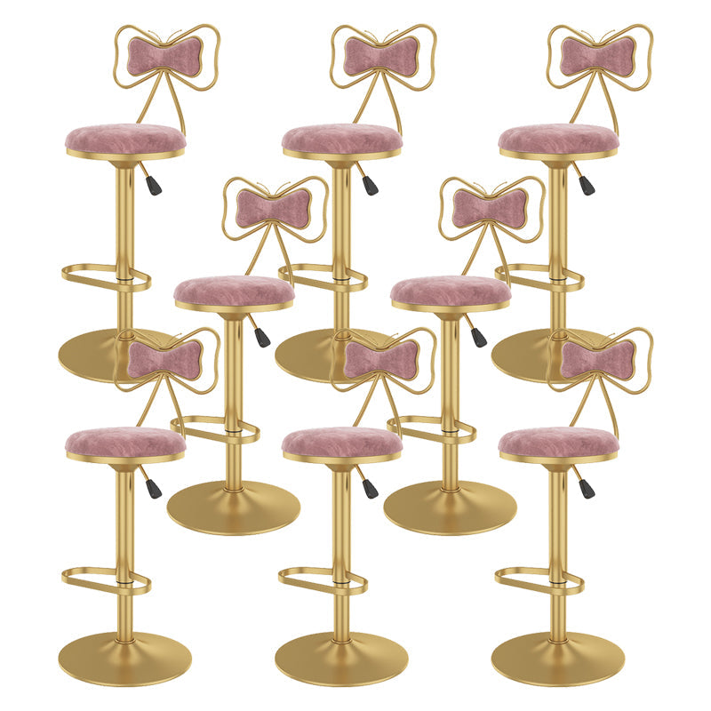 Glam Rotatable Backrest Counter Stool Steel Kitchen Bar Stool with Cushion and Pedal Light Pink 8 Piece Set Counter Stool(26"H) Clearhalo 'Bar Furniture' 'Bar Stools' 'bar_stools' 'furn' 'furn_bar_stools' 'Furniture' 'furniture_bar_stools' 'Kitchen & Dining Furniture' 5061677