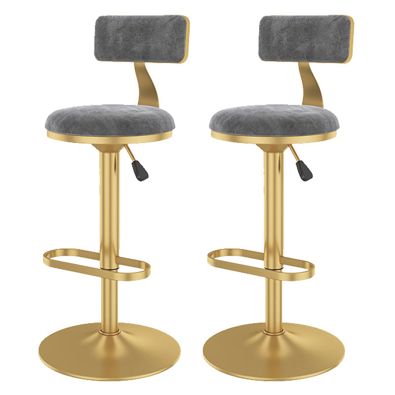 Glam Rotatable Backrest Counter Stool Steel Kitchen Bar Stool with Cushion and Pedal Grey 2 Piece Set Counter Stool(26"H) Clearhalo 'Bar Furniture' 'Bar Stools' 'bar_stools' 'furn' 'furn_bar_stools' 'Furniture' 'furniture_bar_stools' 'Kitchen & Dining Furniture' 5061678