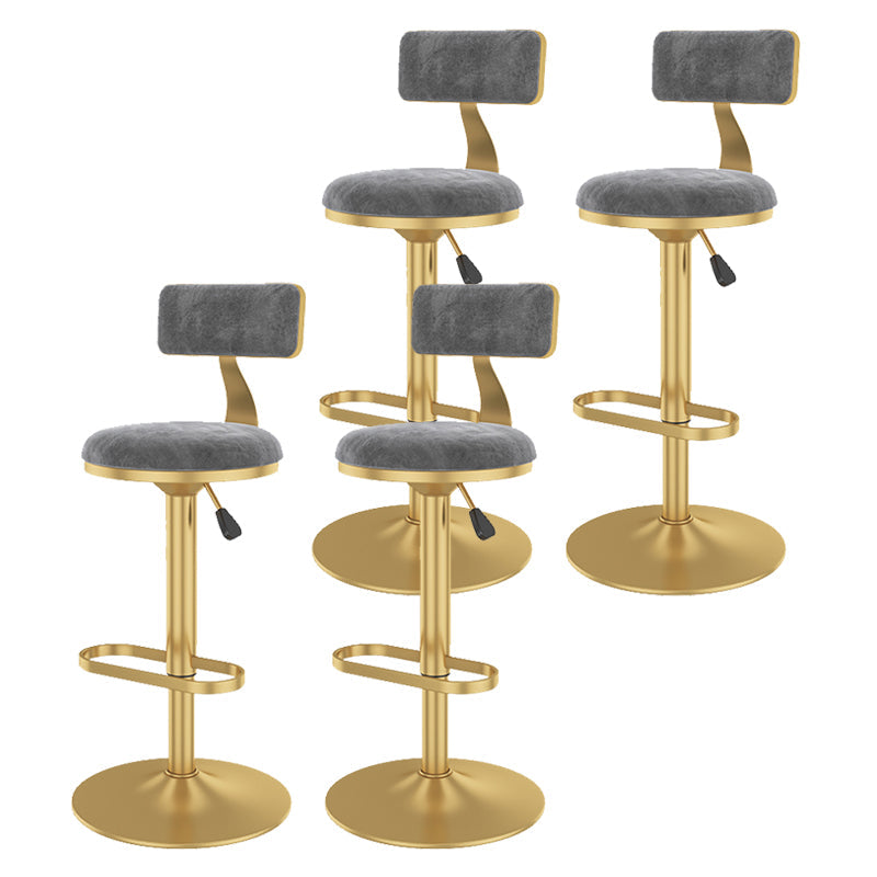 Glam Rotatable Backrest Counter Stool Steel Kitchen Bar Stool with Cushion and Pedal Grey 4 Piece Set Counter Stool(26"H) Clearhalo 'Bar Furniture' 'Bar Stools' 'bar_stools' 'furn' 'furn_bar_stools' 'Furniture' 'furniture_bar_stools' 'Kitchen & Dining Furniture' 5061679