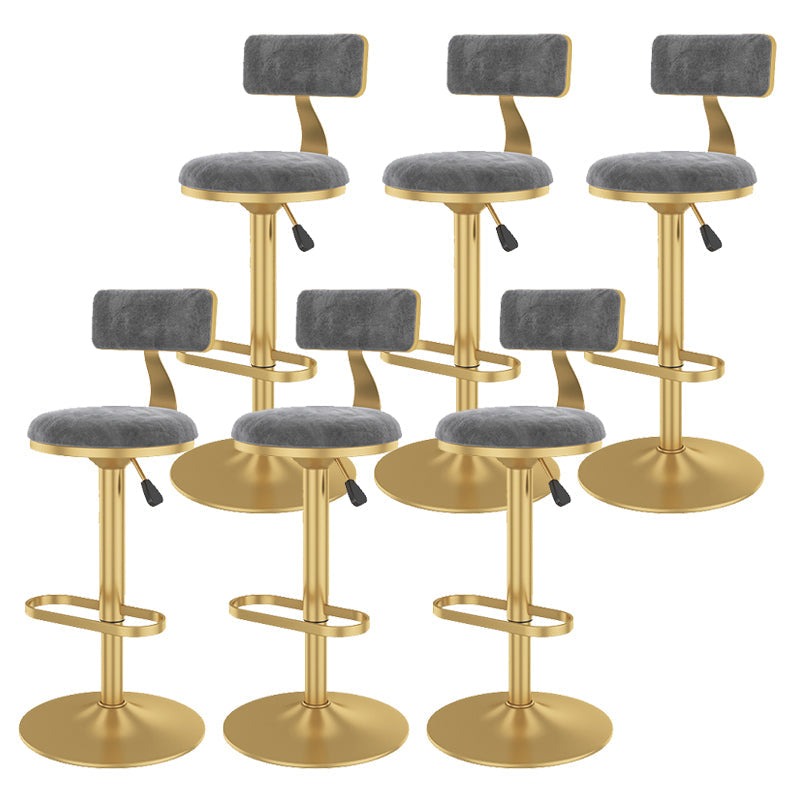 Glam Rotatable Backrest Counter Stool Steel Kitchen Bar Stool with Cushion and Pedal Grey 6 Piece Set Counter Stool(26"H) Clearhalo 'Bar Furniture' 'Bar Stools' 'bar_stools' 'furn' 'furn_bar_stools' 'Furniture' 'furniture_bar_stools' 'Kitchen & Dining Furniture' 5061680