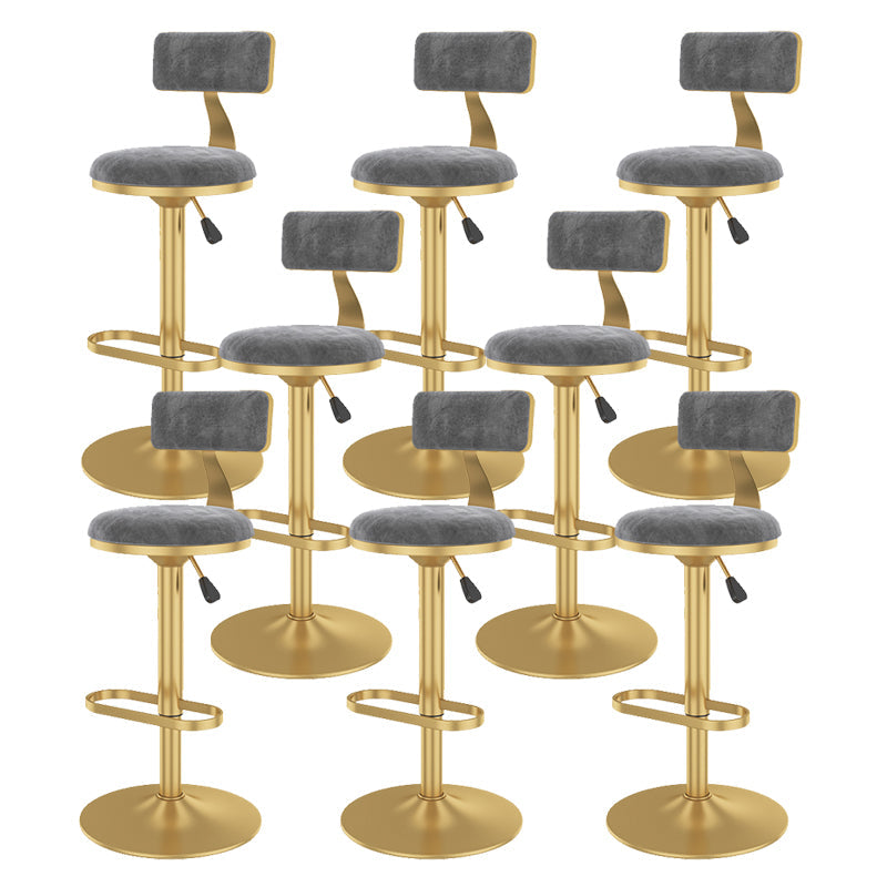 Glam Rotatable Backrest Counter Stool Steel Kitchen Bar Stool with Cushion and Pedal Grey 8 Piece Set Counter Stool(26"H) Clearhalo 'Bar Furniture' 'Bar Stools' 'bar_stools' 'furn' 'furn_bar_stools' 'Furniture' 'furniture_bar_stools' 'Kitchen & Dining Furniture' 5061681