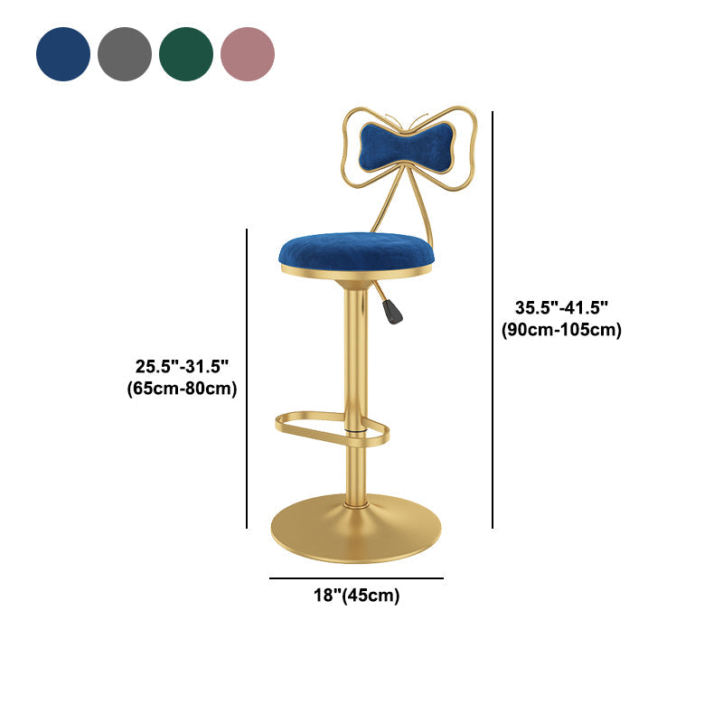 Glam Rotatable Backrest Counter Stool Steel Kitchen Bar Stool with Cushion and Pedal Clearhalo 'Bar Furniture' 'Bar Stools' 'bar_stools' 'furn' 'furn_bar_stools' 'Furniture' 'furniture_bar_stools' 'Kitchen & Dining Furniture' 5061684