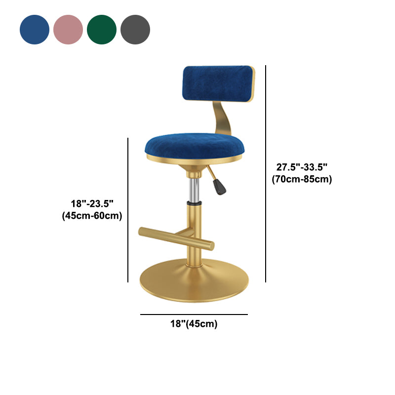 Glam Rotatable Backrest Counter Stool Steel Kitchen Bar Stool with Cushion and Pedal Clearhalo 'Bar Furniture' 'Bar Stools' 'bar_stools' 'furn' 'furn_bar_stools' 'Furniture' 'furniture_bar_stools' 'Kitchen & Dining Furniture' 5061686