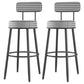 Modern Backrest Armless Counter Stool Iron Cafe Bar Stool with Cushion and Pedal Black White 2 Piece Set Clearhalo 'Bar Furniture' 'Bar Stools' 'bar_stools' 'furn' 'furn_bar_stools' 'Furniture' 'furniture_bar_stools' 'Kitchen & Dining Furniture' 5061689