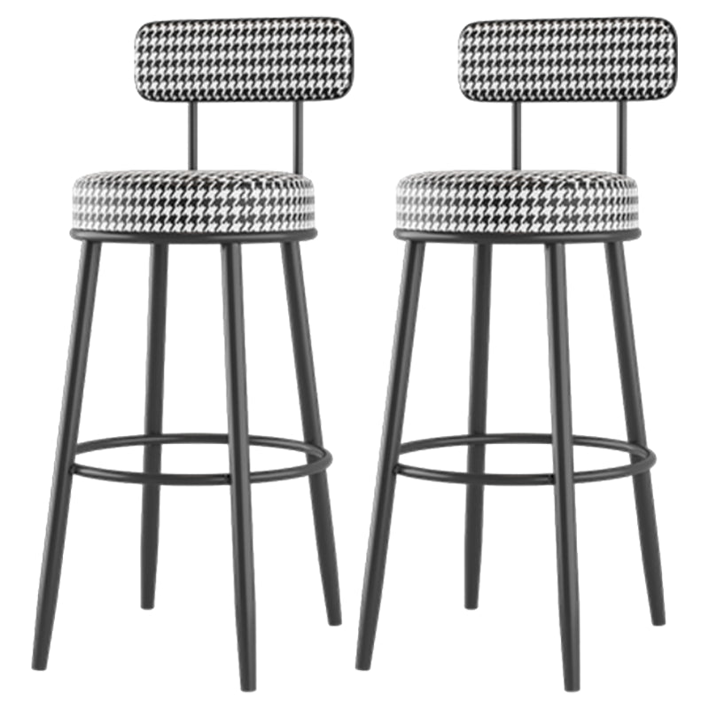 Modern Backrest Armless Counter Stool Iron Cafe Bar Stool with Cushion and Pedal Black White 2 Piece Set Clearhalo 'Bar Furniture' 'Bar Stools' 'bar_stools' 'furn' 'furn_bar_stools' 'Furniture' 'furniture_bar_stools' 'Kitchen & Dining Furniture' 5061689
