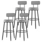 Modern Backrest Armless Counter Stool Iron Cafe Bar Stool with Cushion and Pedal Black White 4 Piece Set Clearhalo 'Bar Furniture' 'Bar Stools' 'bar_stools' 'furn' 'furn_bar_stools' 'Furniture' 'furniture_bar_stools' 'Kitchen & Dining Furniture' 5061690