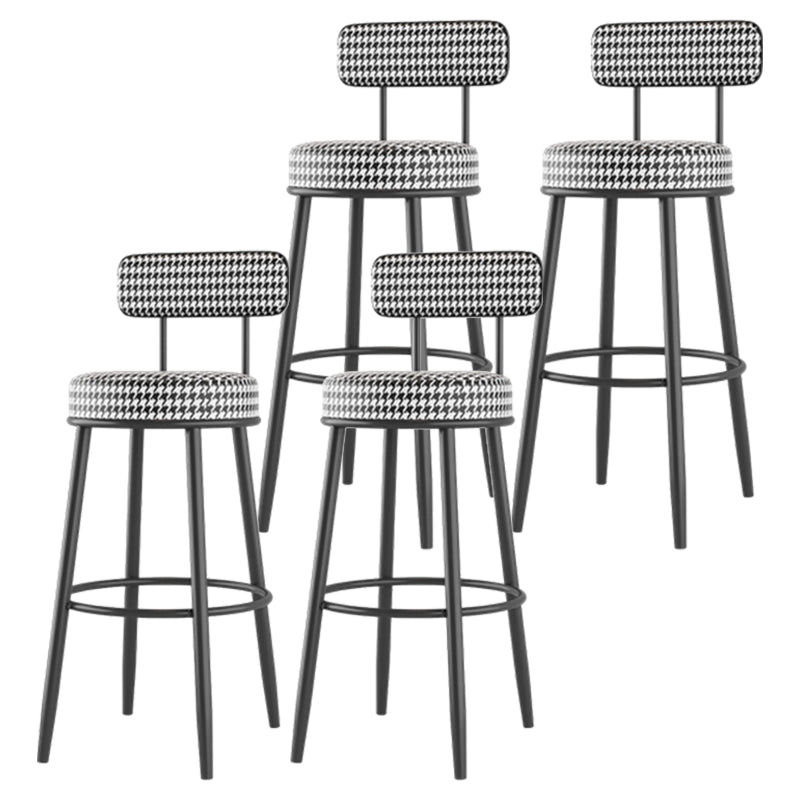 Modern Backrest Armless Counter Stool Iron Cafe Bar Stool with Cushion and Pedal Black White 4 Piece Set Clearhalo 'Bar Furniture' 'Bar Stools' 'bar_stools' 'furn' 'furn_bar_stools' 'Furniture' 'furniture_bar_stools' 'Kitchen & Dining Furniture' 5061690