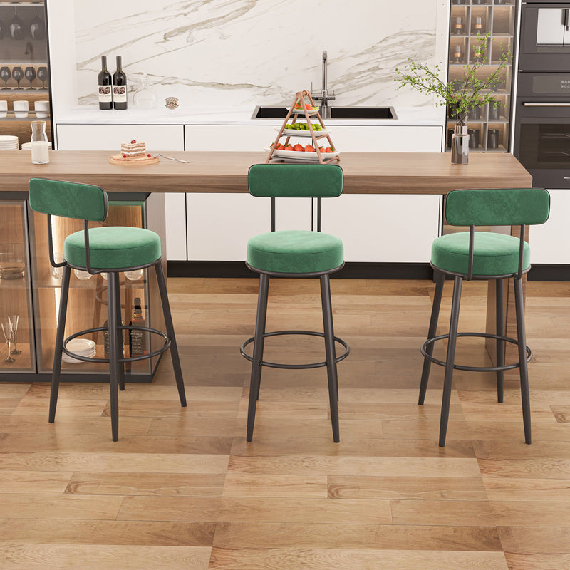 Modern Backrest Armless Counter Stool Iron Cafe Bar Stool with Cushion and Pedal Clearhalo 'Bar Furniture' 'Bar Stools' 'bar_stools' 'furn' 'furn_bar_stools' 'Furniture' 'furniture_bar_stools' 'Kitchen & Dining Furniture' 5061691